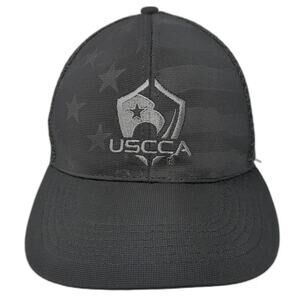USCCA Black Trucker Hat One Size American Flag Mesh Snapback Logo Eagle Shield